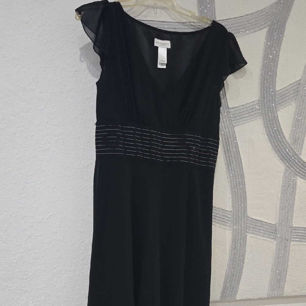Liz Claiborne Black Midi Dress with Sheer Sleeves